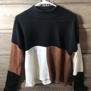 multi colored mock neck sweater